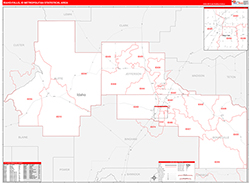 Idaho Falls Metro Area Wall Map Red Line Style 2026